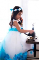 Детское платье с Голубыми Лепестками  KD-160