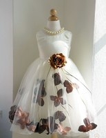 Нарядное платье для девочки с Коричневыми Лепестками Роз KD-160