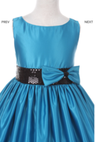 Детское платье "Монтана" Голубое с черным поясом 6337 KK 