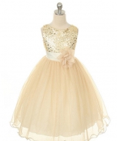 Праздничное платье для девочки "Карнавал" Золотое KD-305