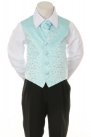 Детская жилетка с галстуком для мальчика Бирюзовая V-002