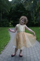 Праздничное платье для девочки Карнавальная бабочка Золотое 1207
