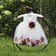 Платье для новорожденной девочки с Бордовыми Лепестками Роз KD-160B