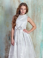 Нарядное платье для девочки Хепбёрн Серебряное 522