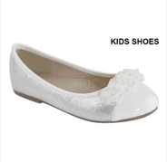 Нарядные туфли "Балетки" для девочки Бело-Серебряные AA-STACY-306K