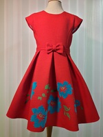 Праздничное платье для девочки с цветами Вероника Красное 2112