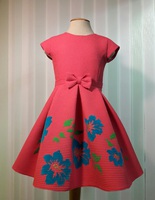 Платье для девочки с цветами "Вероника" Коралловое 2112